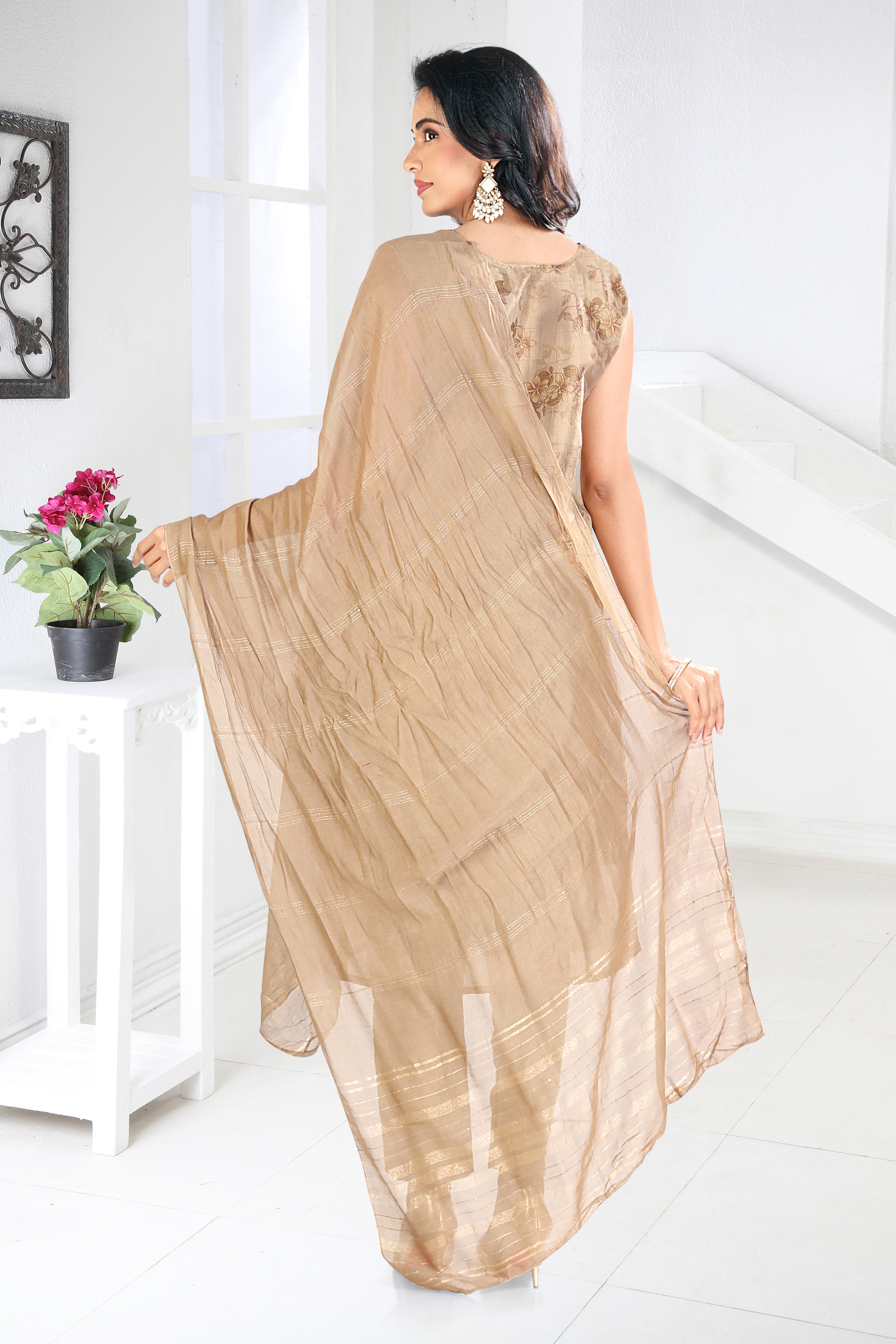 Golden Aura Printed Silk Blend Straight Suit With Dupatta