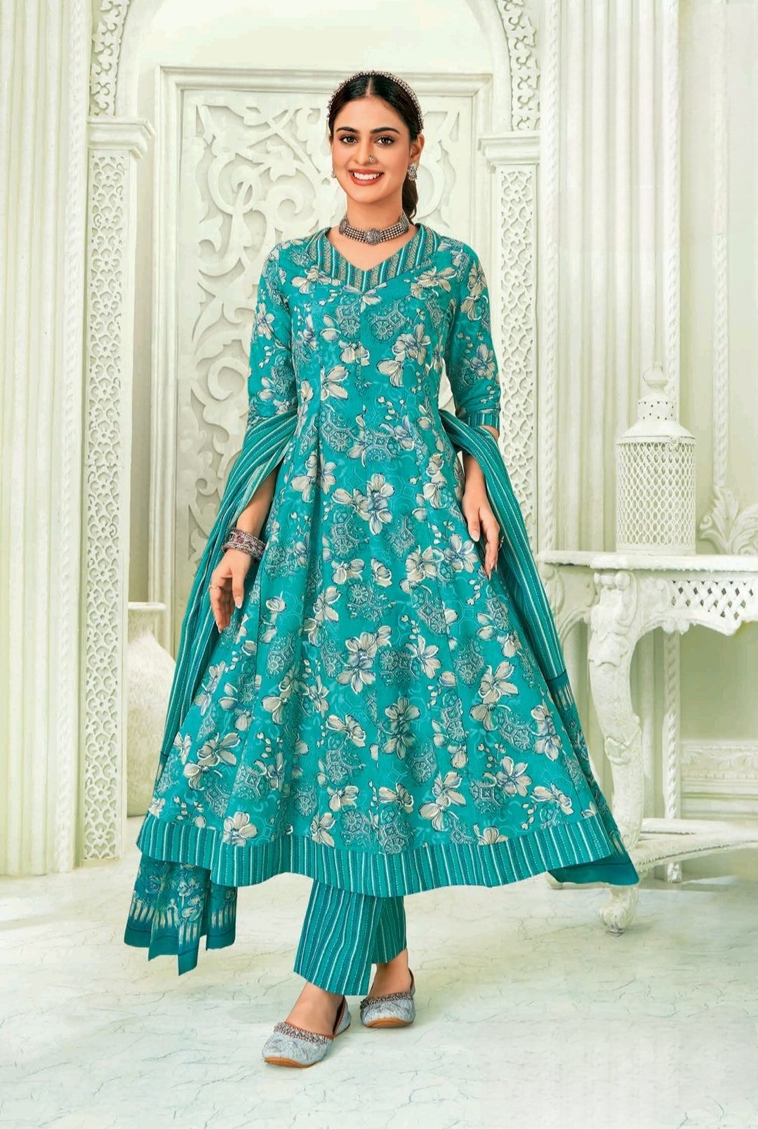 Sky Blueish Anarkali Dress