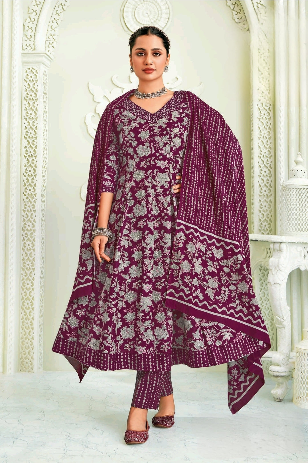 Wine Purple Anarkali Dress