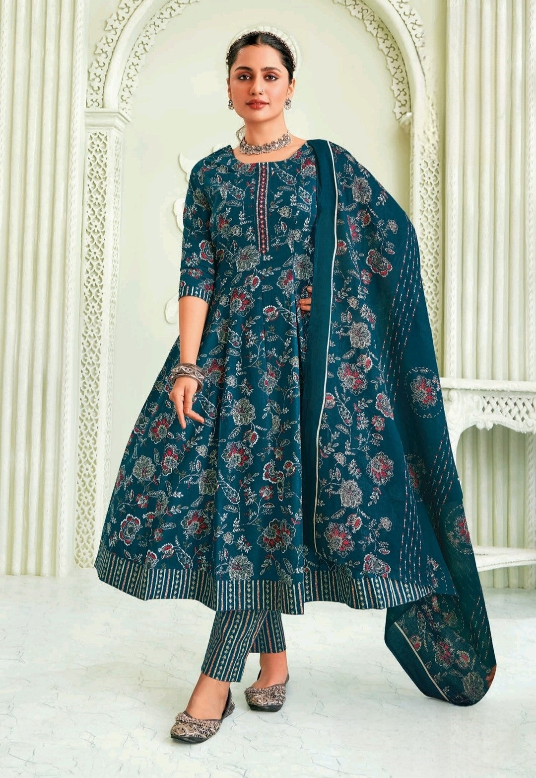 Elegant Teal Blue Anarkali Dress